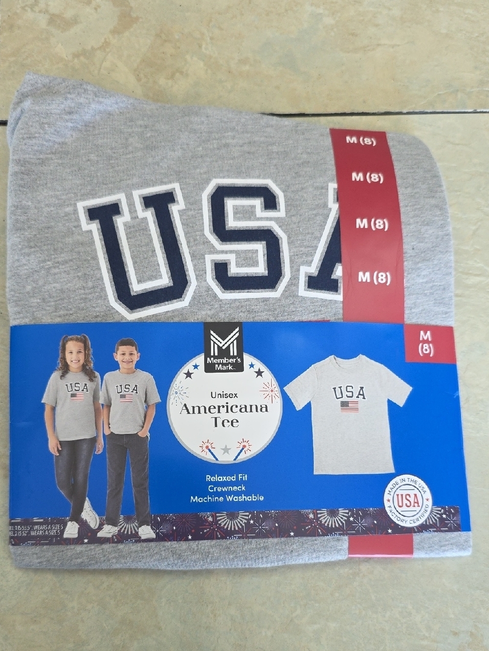 Member's Mark Kids' USA Grey Short Sleeve Tee